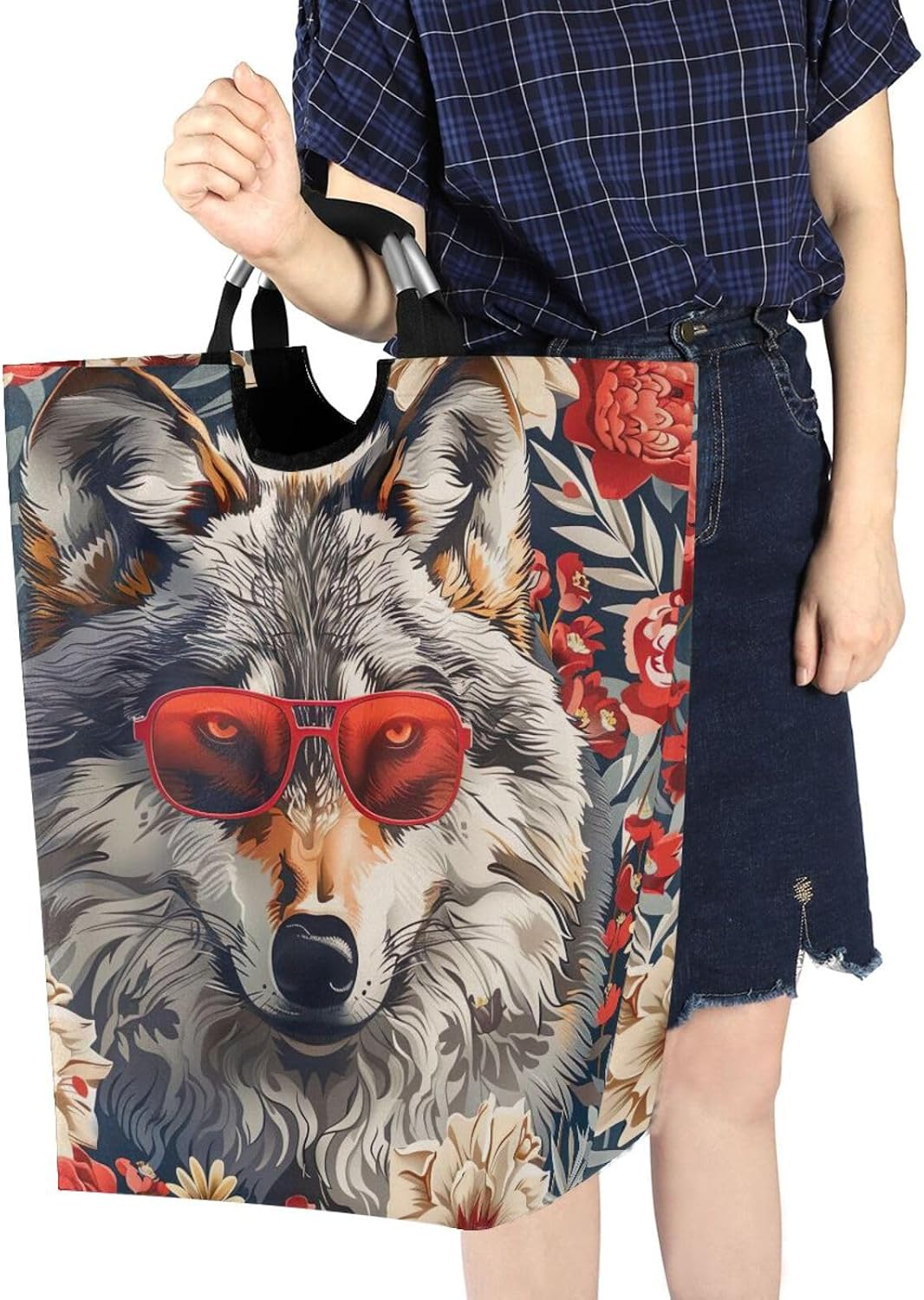 Nander Laundry Hamper Clothes Hamper Large Capacity Basket with Handles for Storage Clothes Toys in Bedroom, Bathroom, Foldable - Wolf