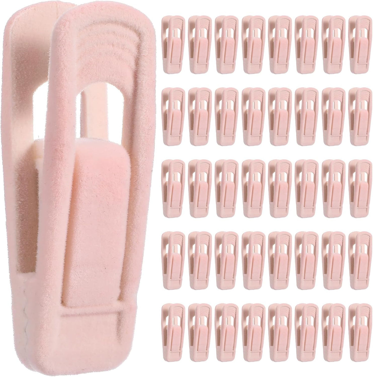 40 Pcs Pink Velvet Hangers Clips Pant Hangers Velvet Clips Non-Slip Pant Skirt Clip Multi-Purpose for Shower Curtains and Clothing
