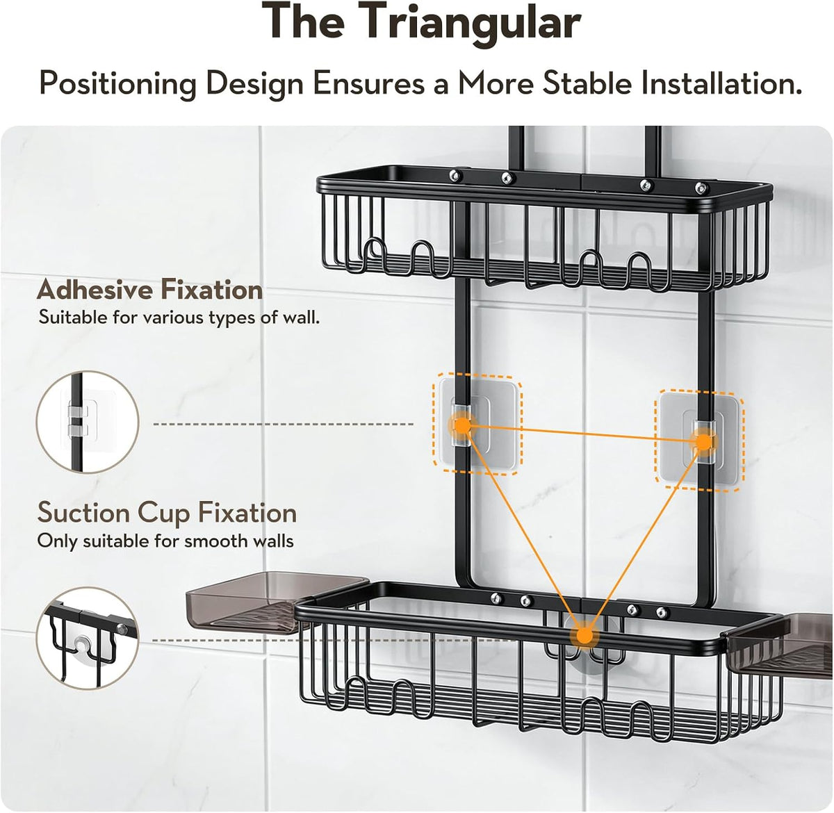 Shower Caddy Hanging, Never Rust Shower Organizer Hanging, Aluminum Shower Racks for Inside Shower with Hooks for Razor, Bathroom Organizers and Storage with Soap Holder, Black