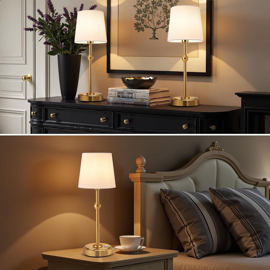 Portables Cordless LED Table Lamp, 4000mAh Wireless Rechargeable Battery Operated Powered Light, Dimmable Table Lamp for Dining Room, Bedroom, Bedside, Bar, Night Light, Camping, Patio (Bronze)