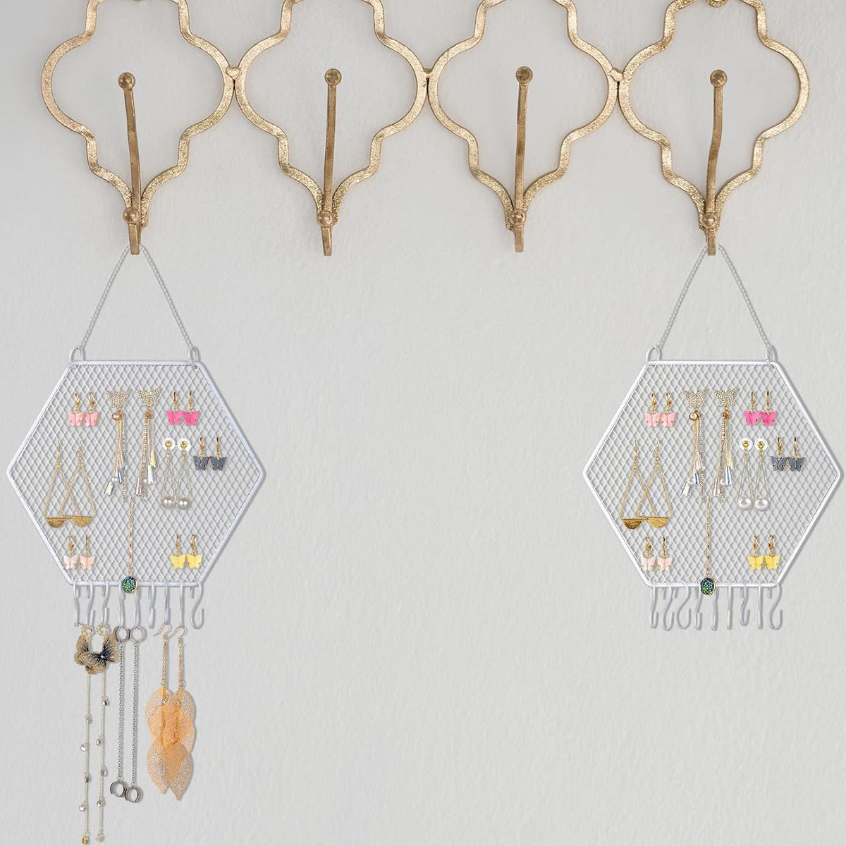 Jetec 2 Pcs Hanging Earring Organizer Jewelry Earring Wall Holder, White