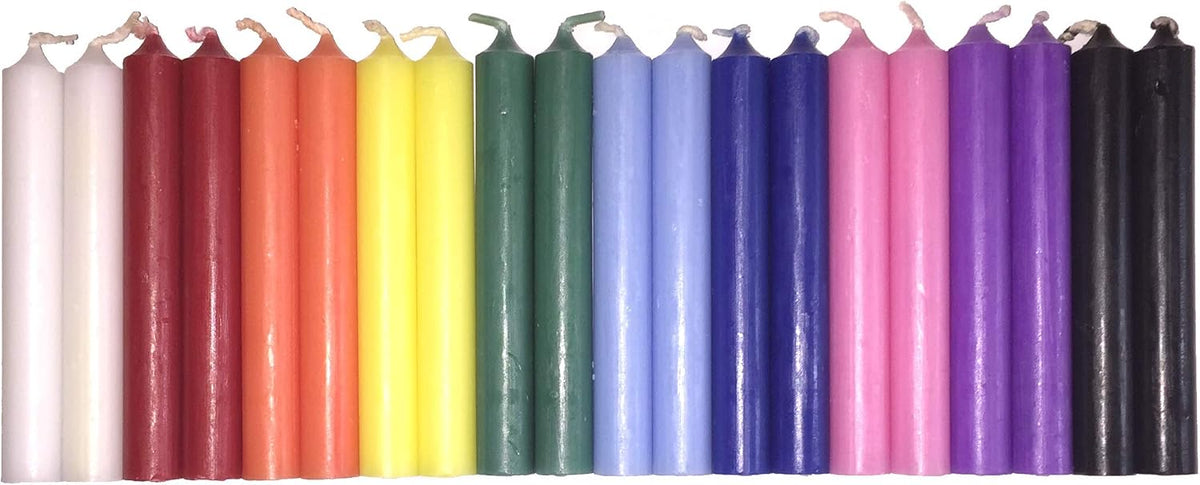 Biedermann & Sons Multicolor Chime Candles (Set of 20), Unscented Dripless Tapers, 4 Inch Tall 0.5 Inch Diameter, 2 Hour Burn, Colorful Sticks for Angel Chime Carousels and Chime Holders
