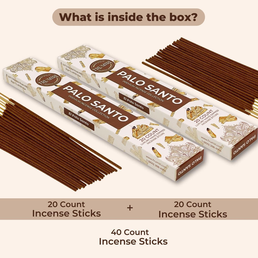 Palo Santo Incense Sticks - Incienso de Palo Santo - Total 40 Insence-Sticks - Dual Pack of 20 Insense - Inciensos - Inscents - Natural Non Toxic Ingredients - Incents - Incence
