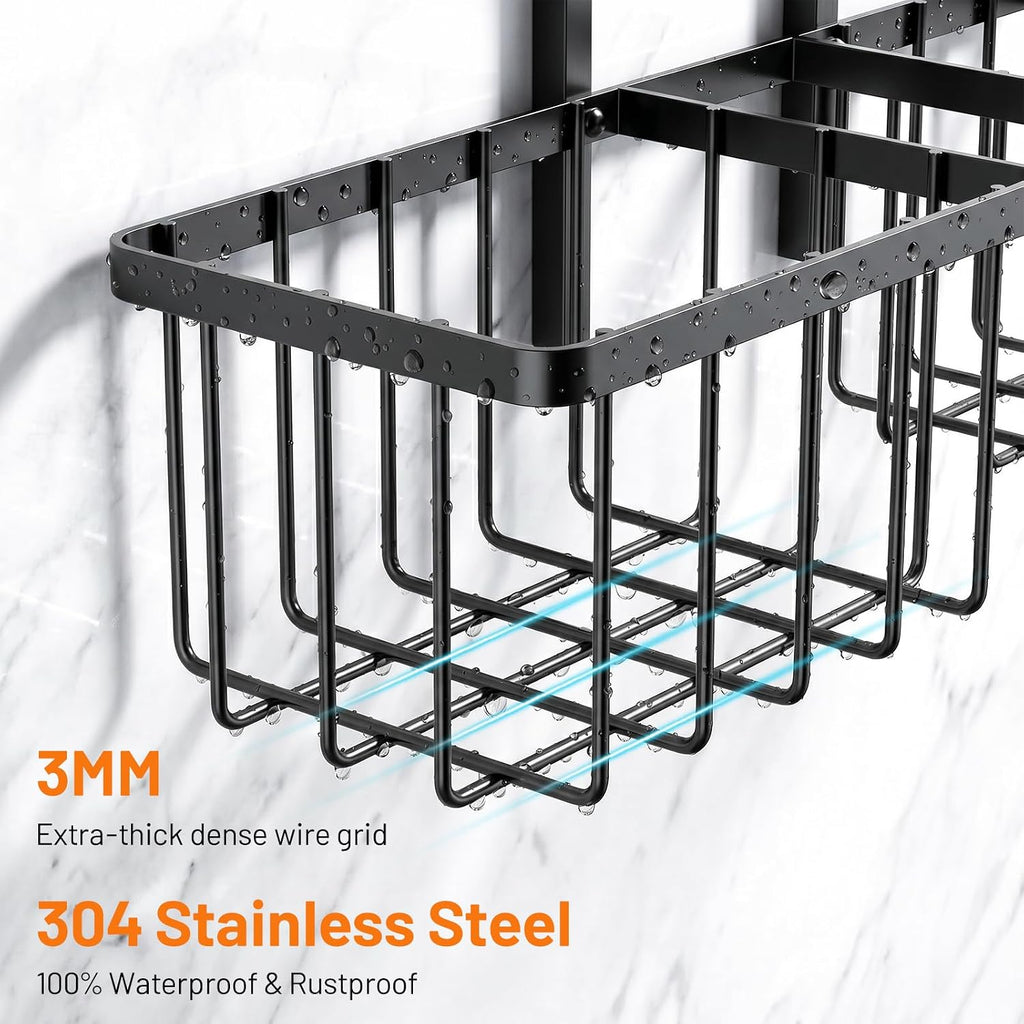 Luxspire Shower Caddy Hanging Overhead, Shower Organizer Hanging, Black