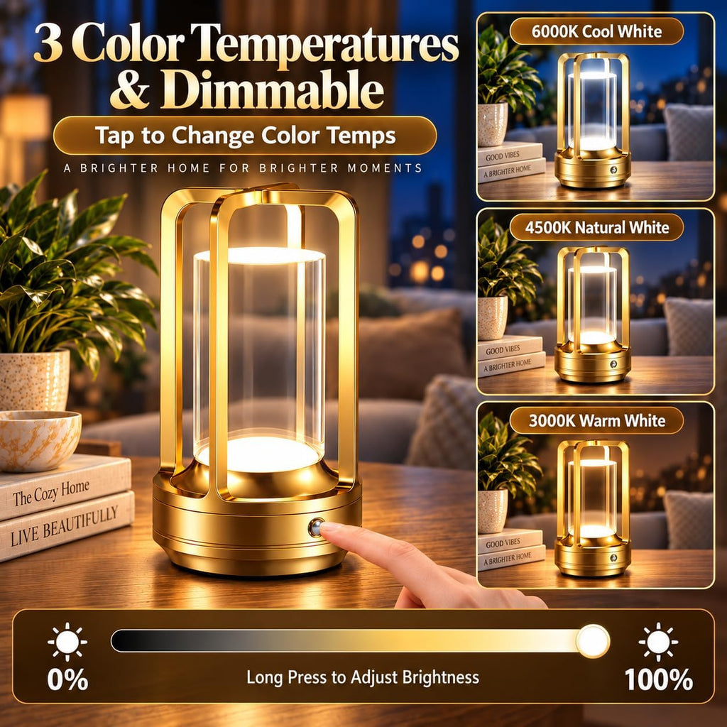 Rechargeable Table Lamp for Outdoor Indoor Portable Lamp with 3 Colors