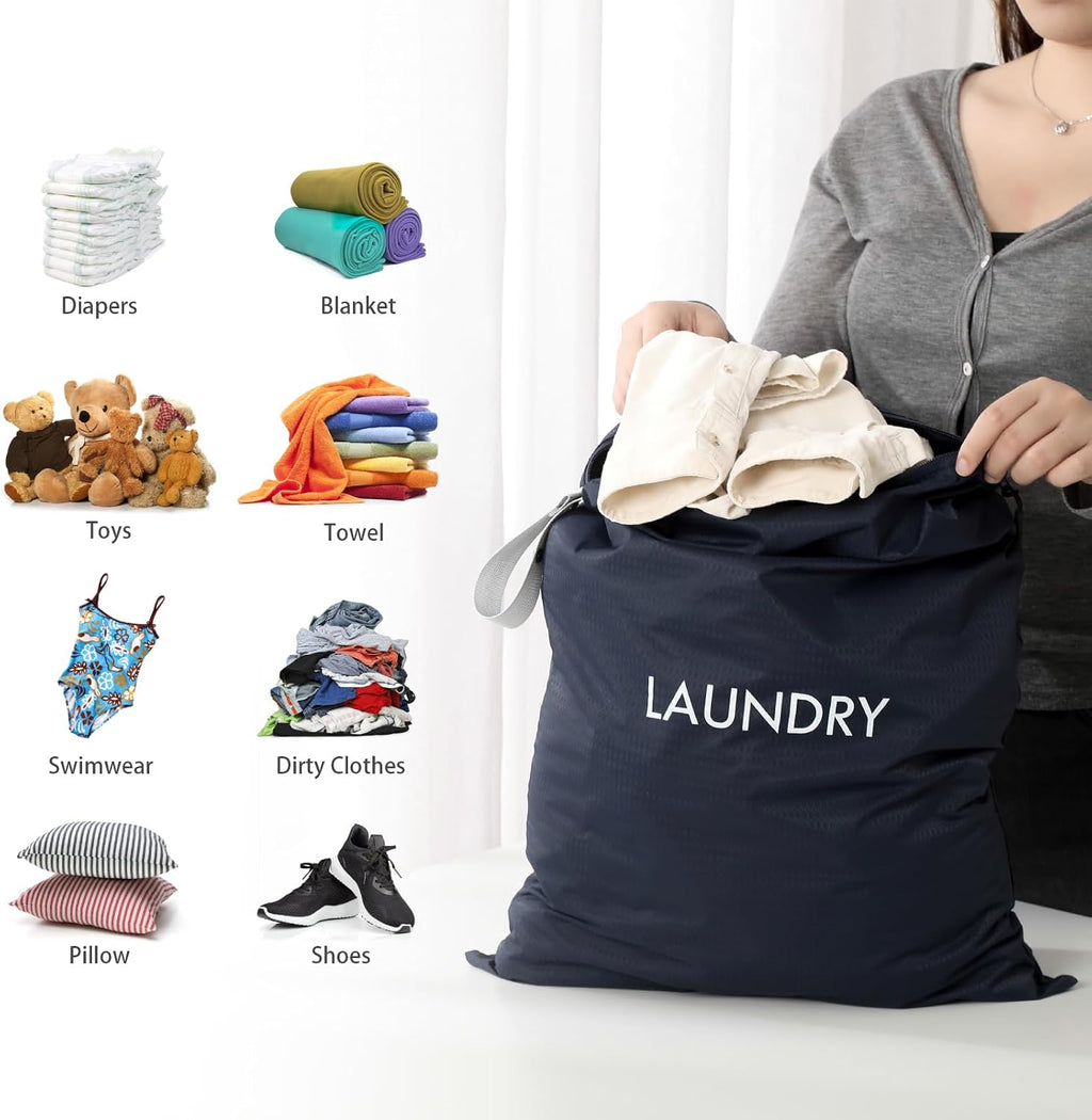 WiseBoy 2 Pack Travel Laundry Bags for Dirty Clothes, Laundry Bag, Zippered