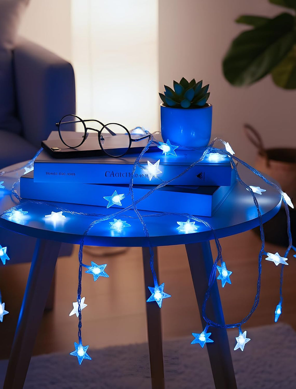 39FT 100 LED Blue White Star String Lights Plug in