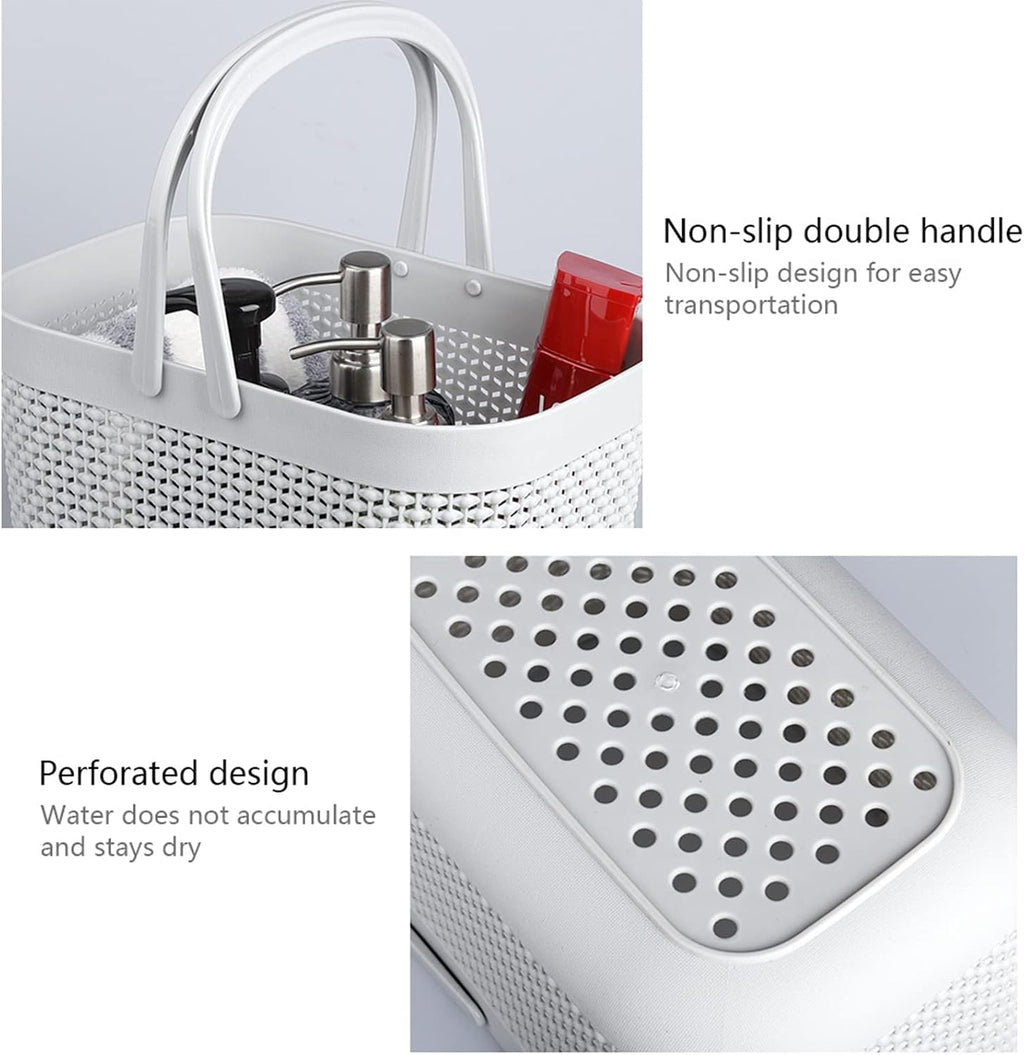Plastic Portable Shower Caddy Basket, Storage Organizer, Grey, 2 Pack