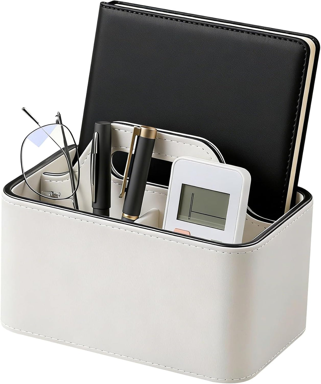 Remote Control Holder, Portable Desk Remote Organizer, Cream