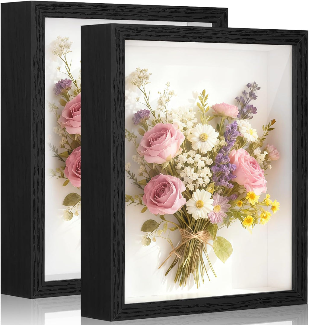 2 Pack Shadow Box Frame 11"x 14" - Wood Deep Shadowbox with Glass