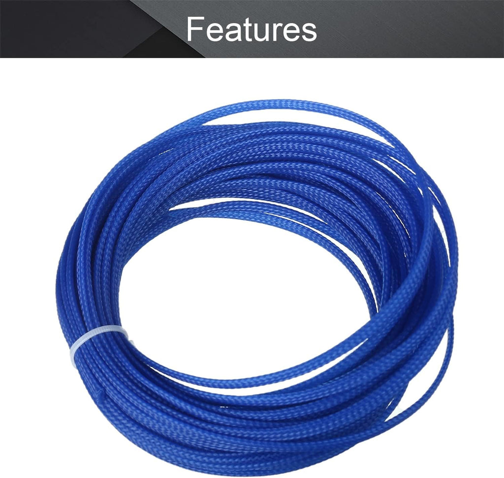 Othmro Length 10m/32.8ft Width 4mm PET Expandable Braid Cable Sleeving Flexible Wire Mesh Sleeve Blue