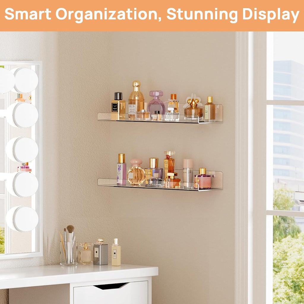 upsimples 2 Pcs 15" Acrylic Shelves for Wall Display and Storage, Clear