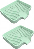 2PCS Light Green Self-Draining Silicone Bar Soap Dish and Holder for Shower