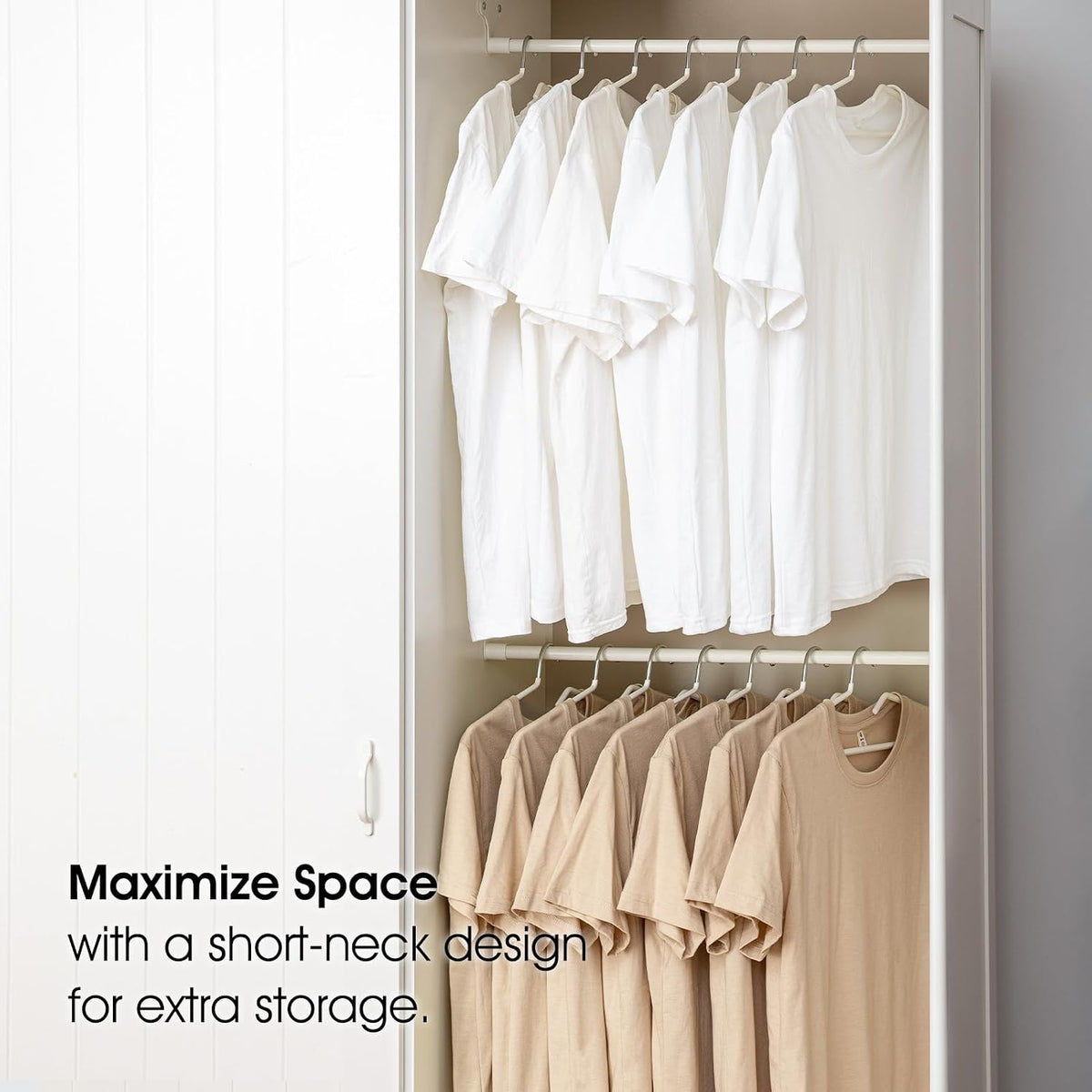 Non-Slip Metal Clothes Hangers - 5 Pack, Space-Saving Short Neck Hangers for T-Shirts, Dresses, Tank Tops, Jackets (Black)