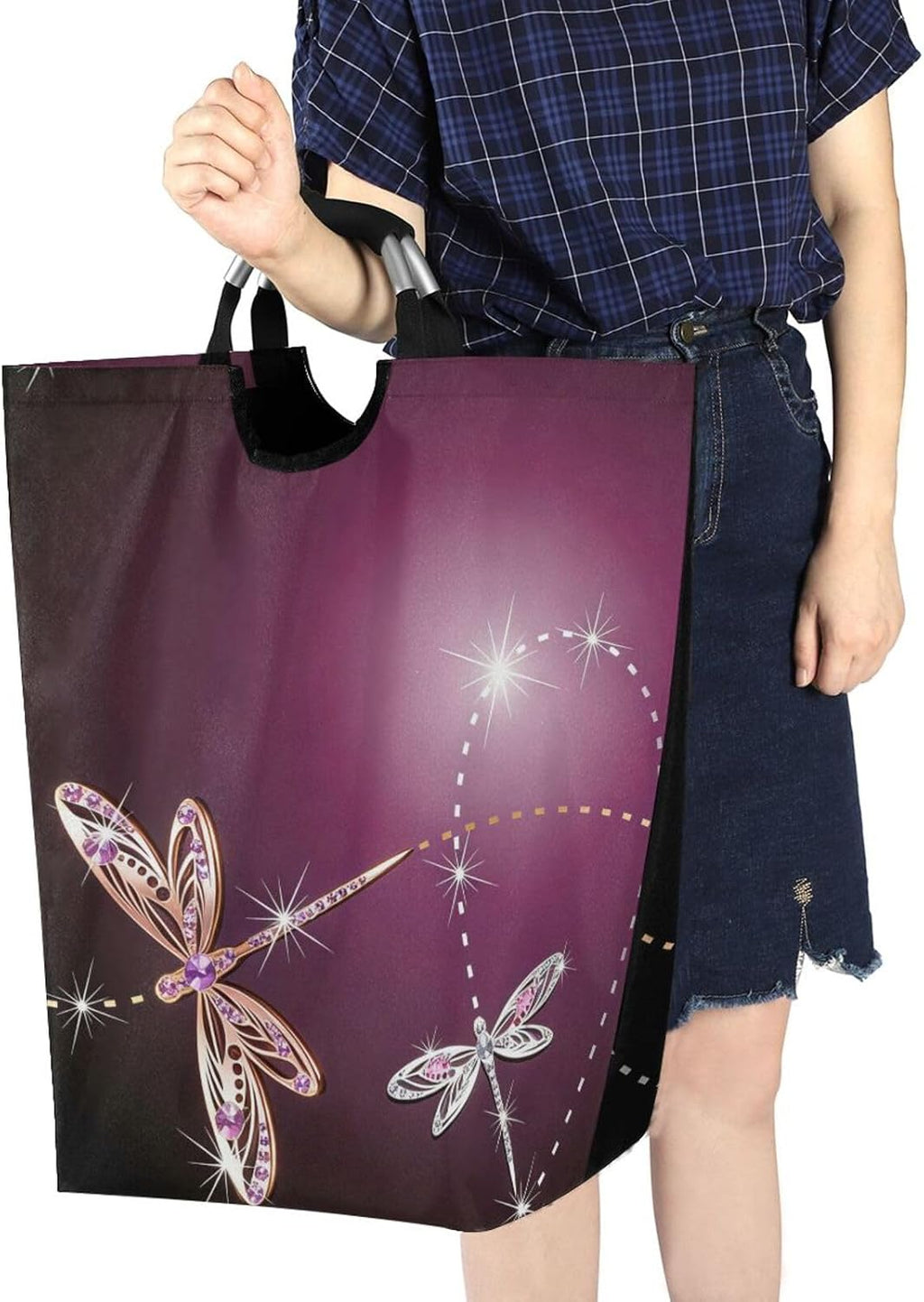 senya Dragonfly Laundry Basket Collapsible Laundry Hamper with Handle Foldable Laundry Bin