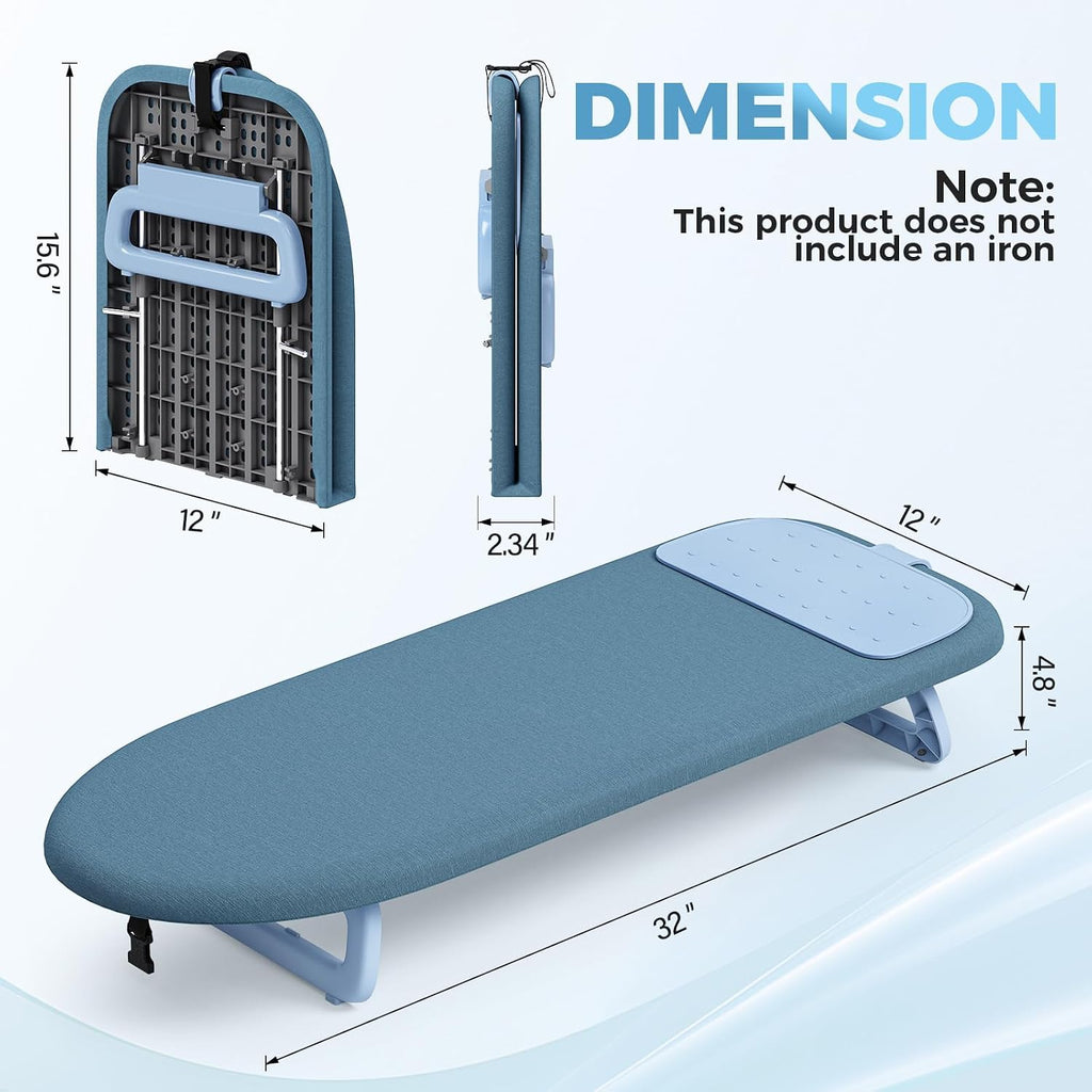 KINGBOARD Small Ironing Board with Iron Mat, Compact Tabletop Iron Board