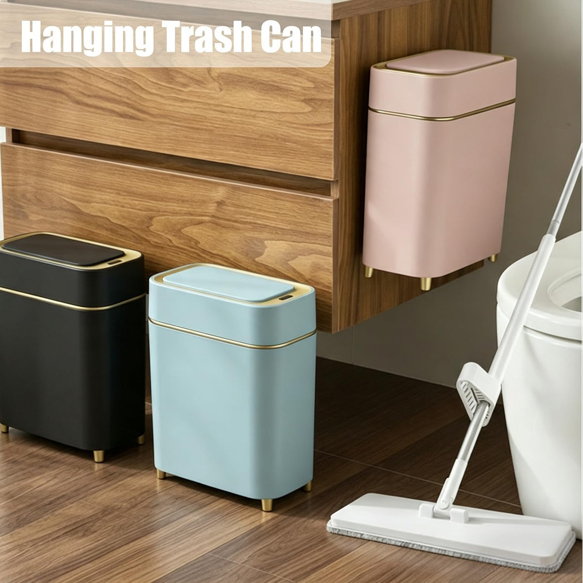 Yatmung Motion Sensor Bathroom Trash Can with Lid - Automatic Trash Can