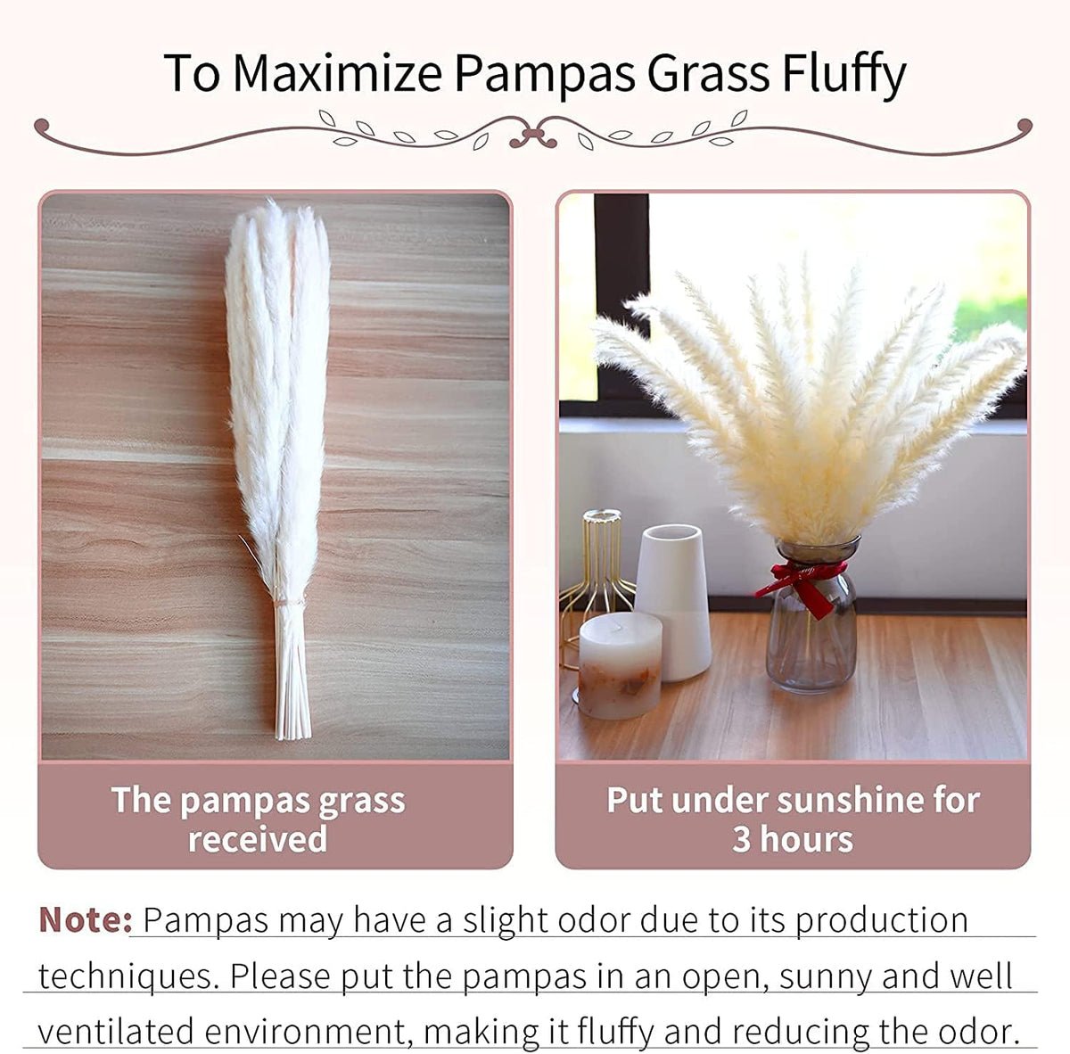 60 Stems 22 Inch Natural Dry Flowers Small Pampas Grass, Phragmites Communis, Dried Flowers Bouquet for Wedding Floral Arrangements Home Decorations (Pink)