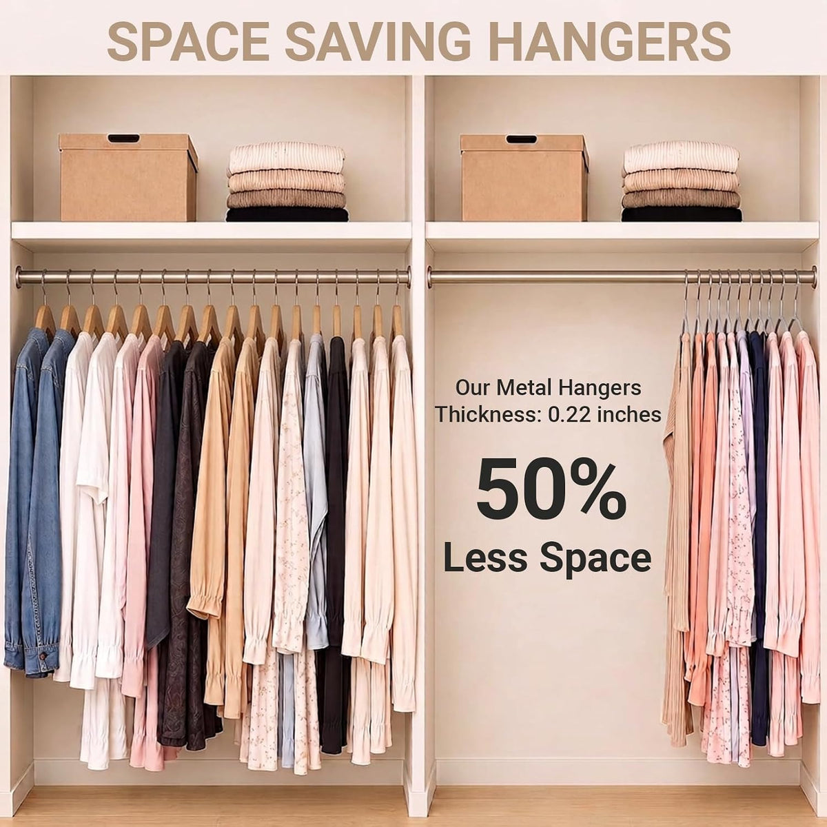 Amber Home 30 Pack No Shoulder Bump Metal Hangers, Non Slip Rubber Coating