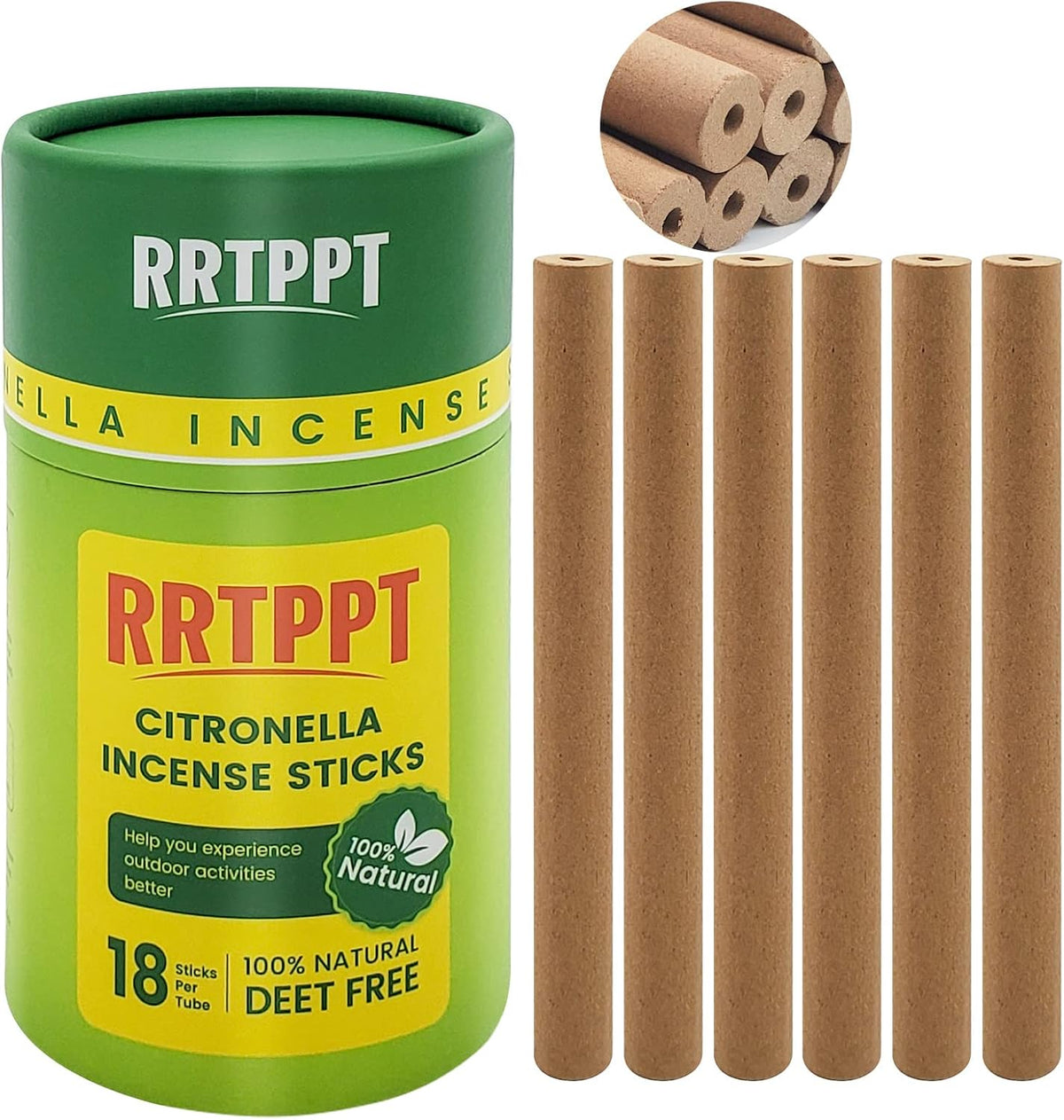 Hollow Citronella Incense Sticks with Natural Ingredients Citronella Lemongrass and Rosemary Oil Help You Better Enjoy Outdoor Life (18 Sticks)