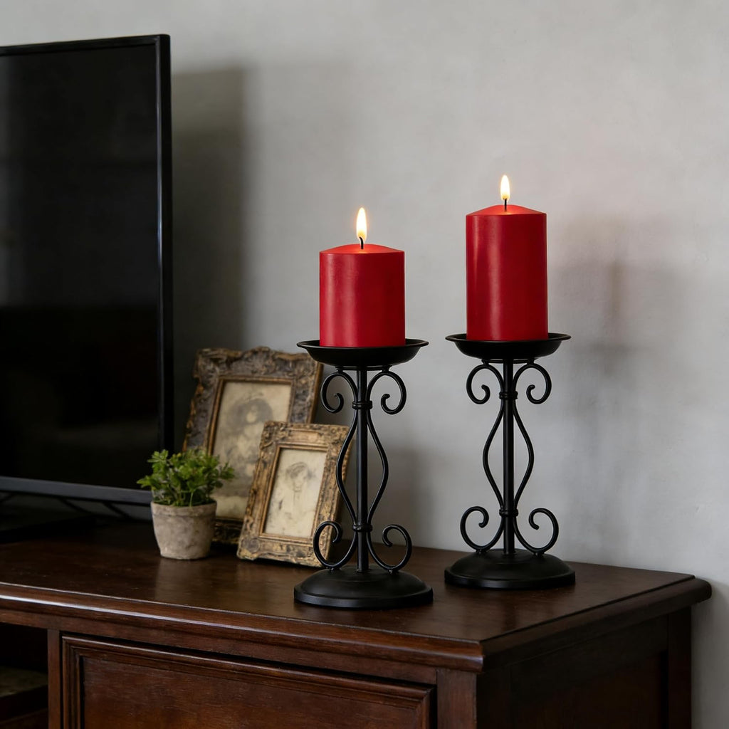 2 Pack 3x6 Inch Red Unscented Pillar Candles - 70 Hour Long Burning Dripless Smokeless Candles for Valentine's Day Christmas Home Decor Weddings Festivals