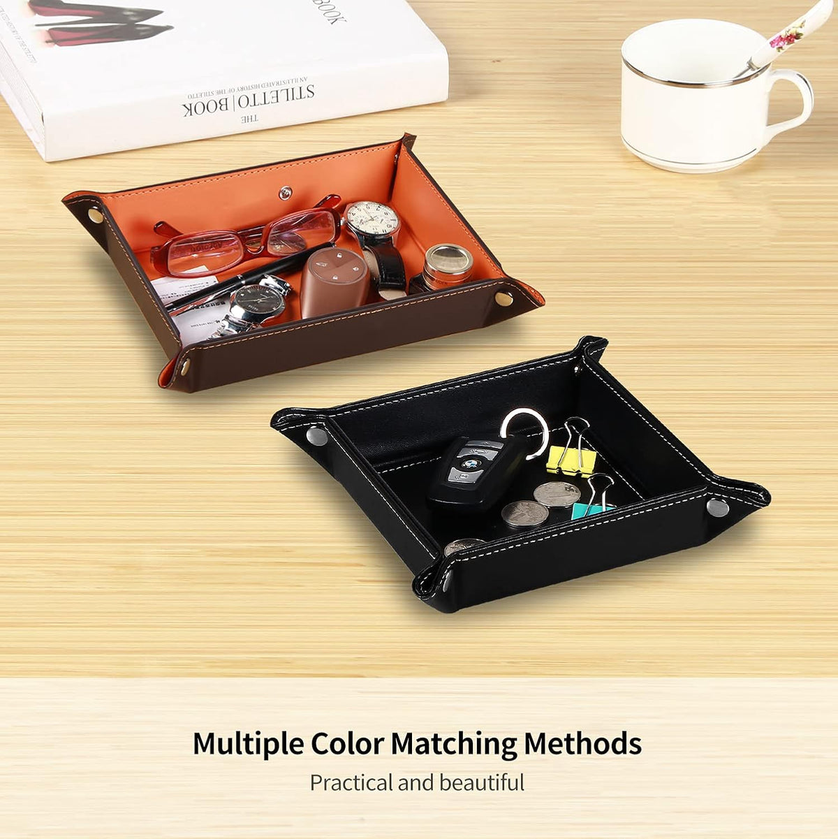 Key Dish Bowl for Entryway,Catchall Holder Bedside Table Valet Tray for Men