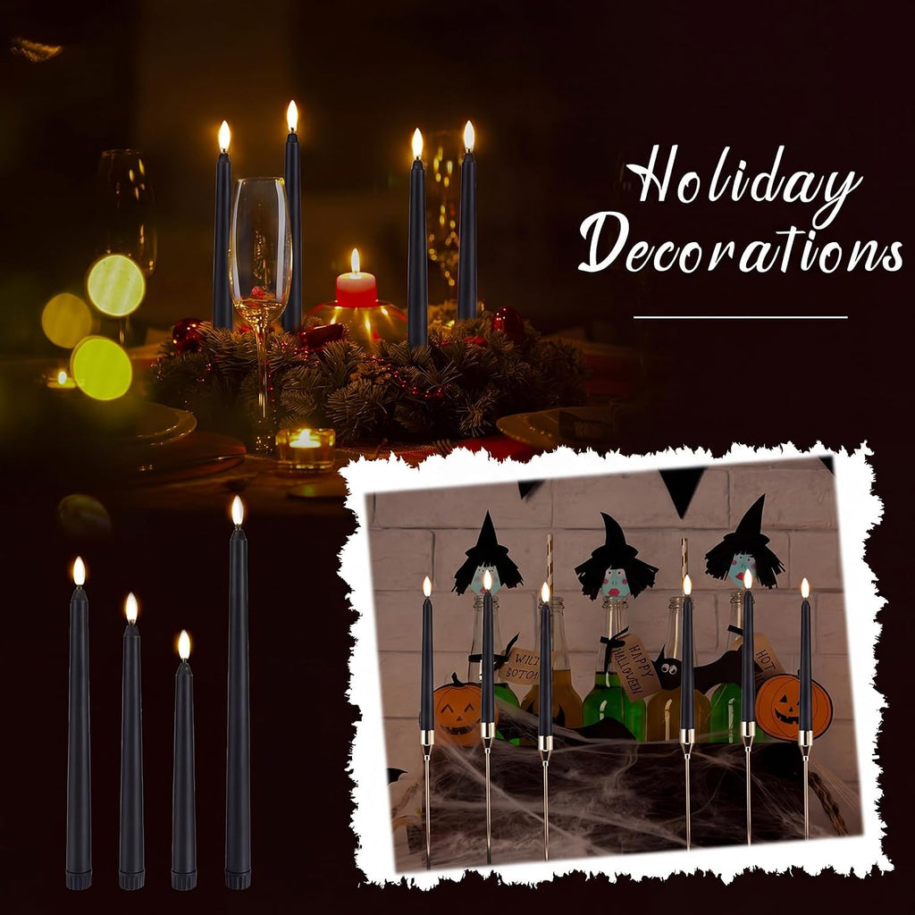 Baquler Flameless Taper Candles LED Flickering Candlesticks, Black, 40 Pcs