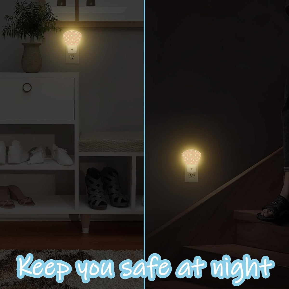 Night Light Santa Claus Plug-in LED Dusk-to-Dawn Sensor Soft Night Lamp,Suitable for Home Bedroom Bathroom Hallway Stairs