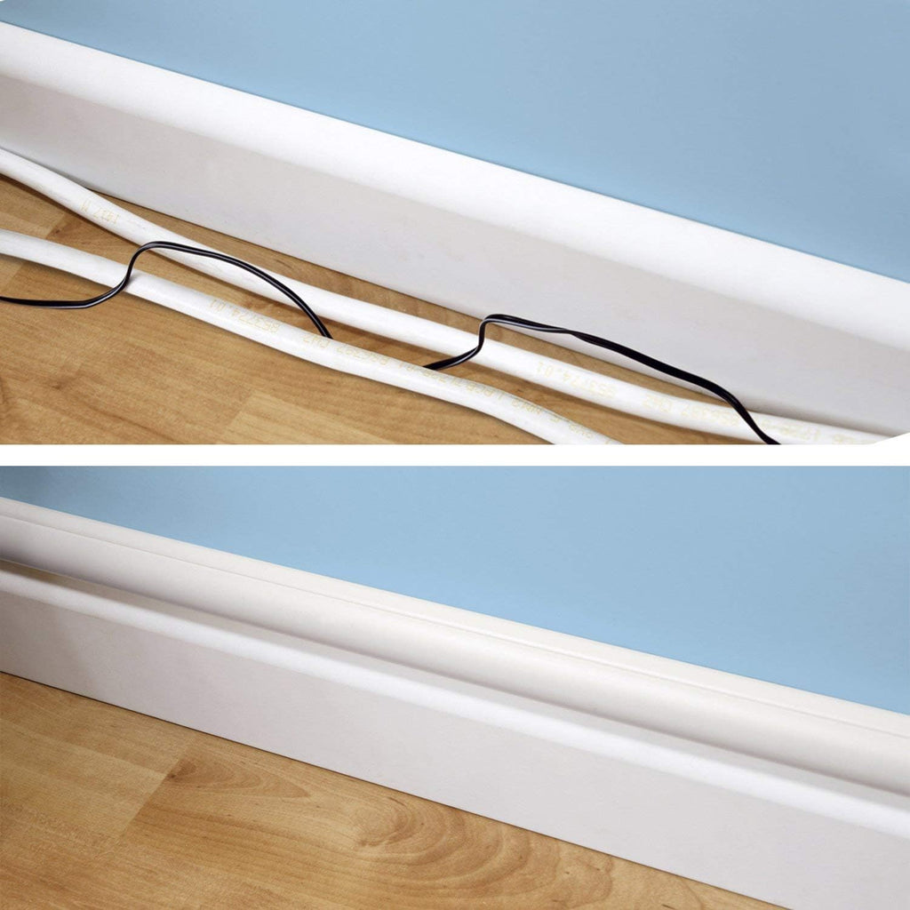 D-Line Cable Management Box (Small) & Medium Cable Raceway Length 1.18" (W) x 0.59" (H) x 39" Length - White