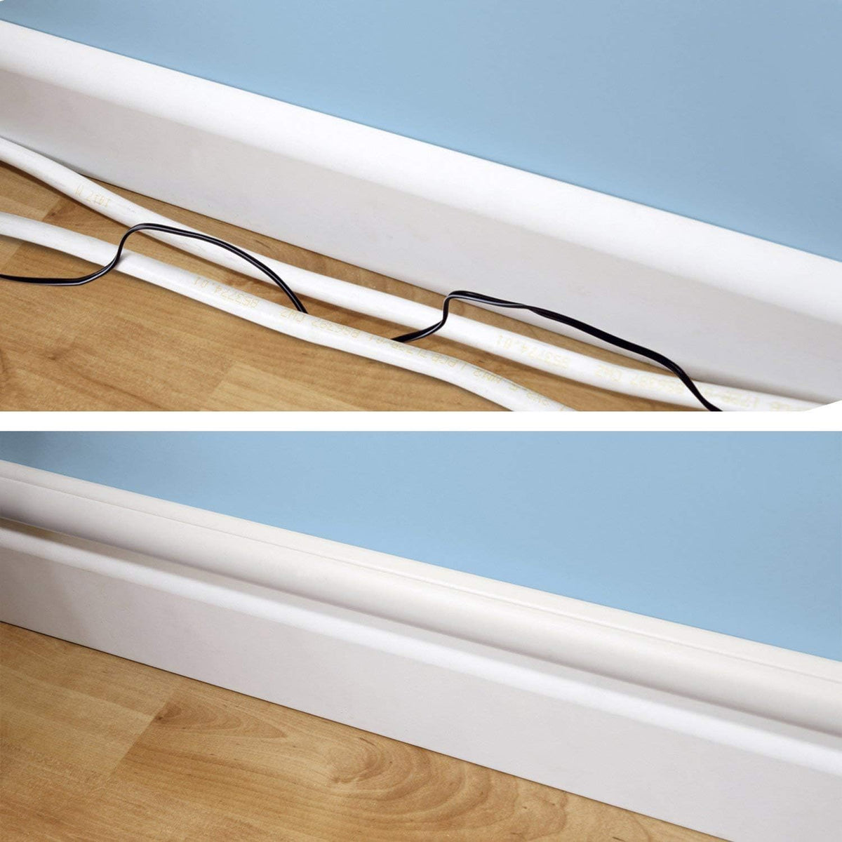 D-Line Cable Management Box (Small) & Medium Cable Raceway Length 1.18" (W) x 0.59" (H) x 39" Length - White