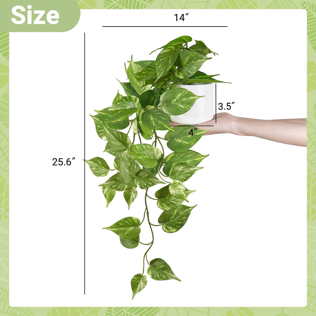 Mkono Fake Hanging Plants with Ceramic Pot, 25" Artificial Plants Indoor