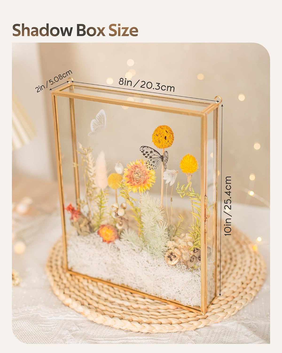 Shadow Box Frame 8x10, Deep Glass Shadow Box Display Case, 3D Shadow Boxes Picture Frame for DIY Wedding Dried Flowers, Memories, Tickets and Photos