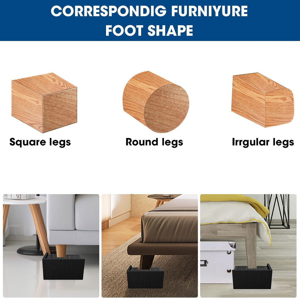 MYMULIKE Bed Risers 3 inch, 11000lbs Heavy Duty Oversized Rectangle Bed Lfits Risers, L Shape Wide Opening Furniture Risers for Couch, Desk, Chair, Soft, Platform, Dorm