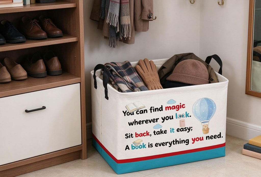 Rectangular Book Baskets Cute Storage Bins Room Decor for Home.(Bule book）