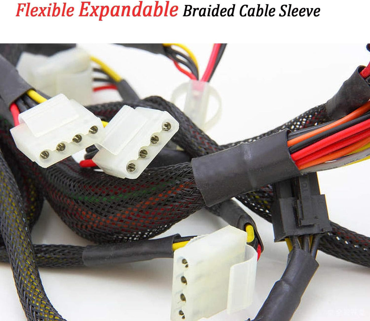 PET Expandable Braided Cable Sleeve Black 1/8 Inch x 100 FT
