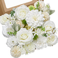 Serwalin White Artificial Flowers Combo, Silk Rose Flowers for Wedding