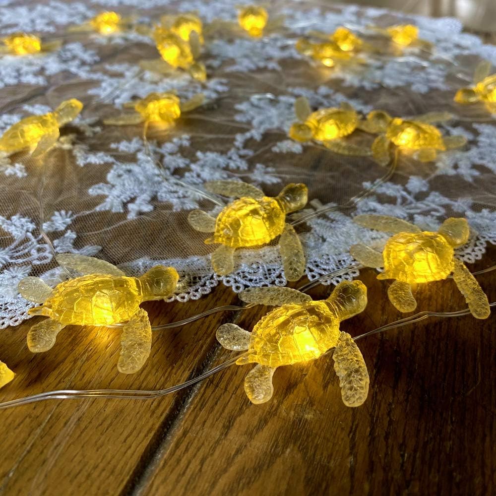 Sea Turtle Fairy Lights Ocean Theme String Lights Indoor-Cute Beach Light USB Plug in & Battery Operated 10ft 30 LEDs with Remote Control- Decorative Lights for Christmas Tree Bedroom Camping