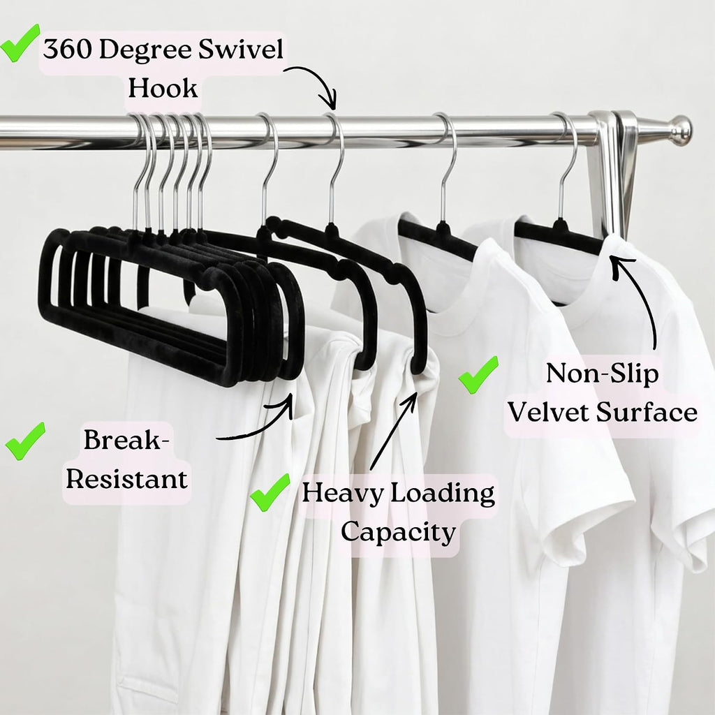ZAKUTO Velvet Pants Hangers 50 Pack – Non-Slip Space Saving with 20 Hooks