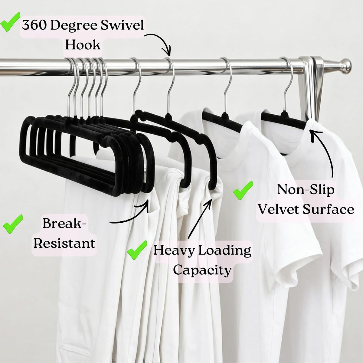 ZAKUTO Velvet Pants Hangers 50 Pack – Non-Slip Space Saving with 20 Hooks
