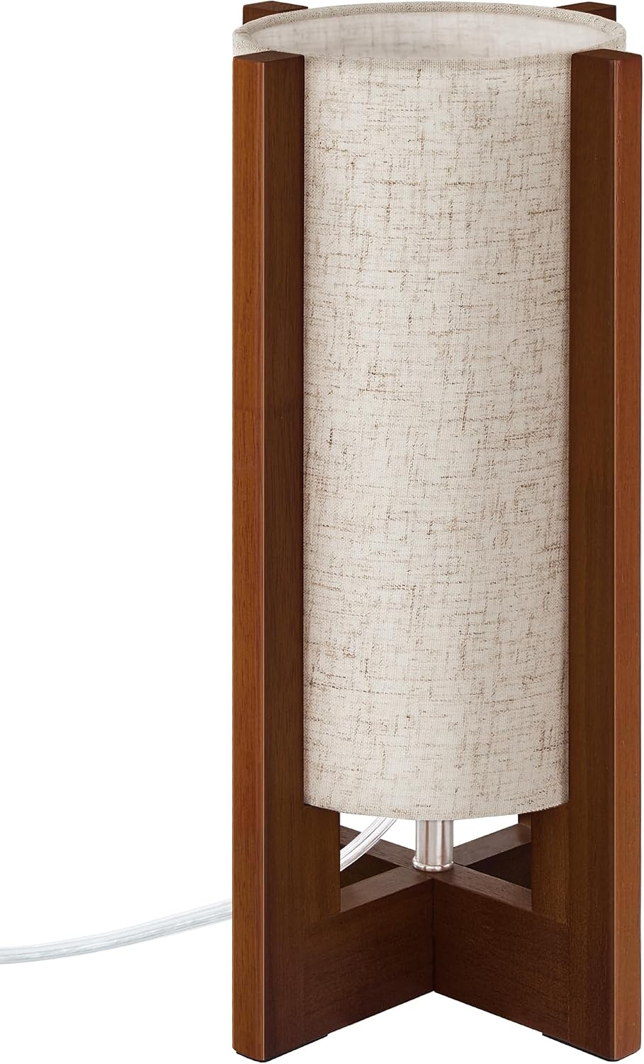 Small Bedside Lamp, 13.4" Modern Wood Table Lamp with LED Bulb