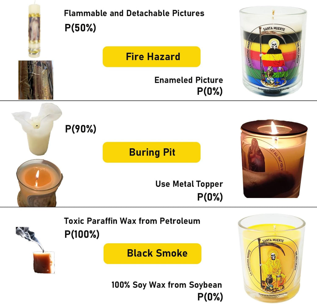 White Santa Muerte Unscented Prayer Soy Candle 50H with Warmer Ring
