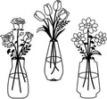 Jasscare Set of 3 Metal Flowers Wall Art, Matte Black Minimalist Line Art Floral Wall Decor, Modern Farmhouse Metal Wall Hanging for Living Room Bedroom Bathroom, Perfect Housewarming Gift for Home Decoration