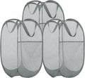 BATTOO 3 Pack Collapsible Laundry Basket Strong Mesh Pop Up Laundry Hamper for Laundry Foldable Hampers with Side Pocket Reinforced Handles for Bathroom, Kids Room, College Dorm or Travel Grey