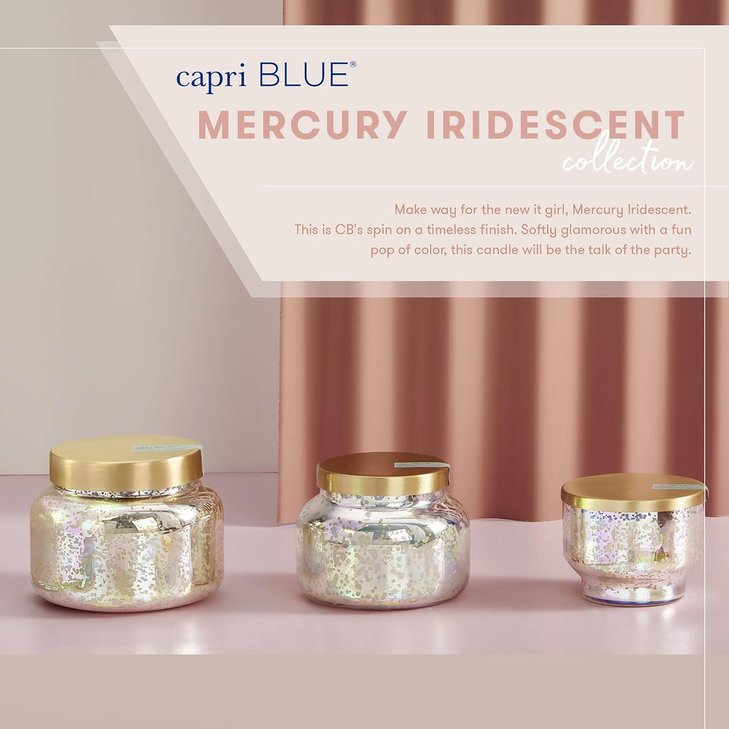 Capri Blue Volcano Scented, Mercury Iridescent Inverted Jar Candles for Home, Housewarming Gifts for Women & Men, Long Burning Soy Wax Blend (10 Oz)