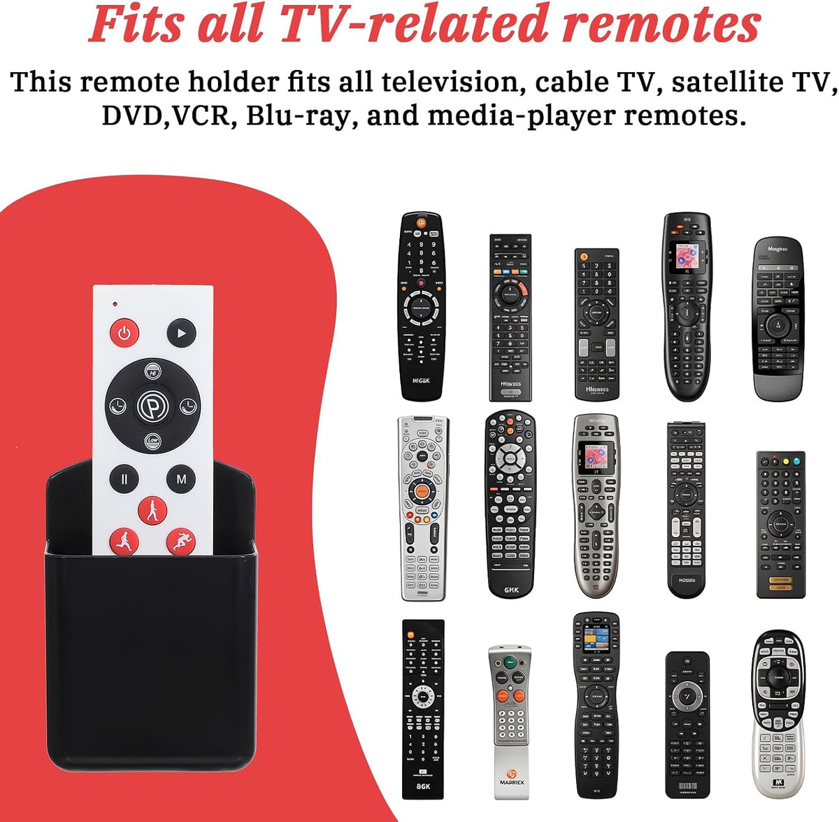 6 Pcs Remote Control Holder Wall Mount, TV Remote Controller Holder - Self Adhesive Marker Holder Wall Mount Pen Holder Storage Organizer for Home Office School