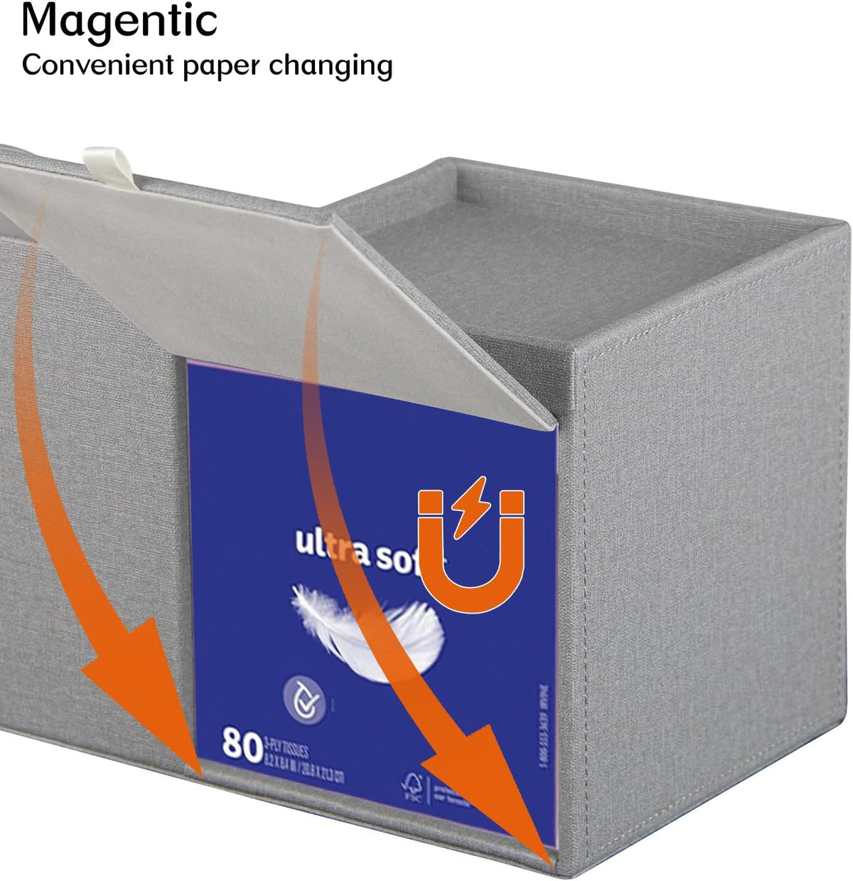 PU Leather Tissue Box Cover Square with Drawer Storage and Tray on Top