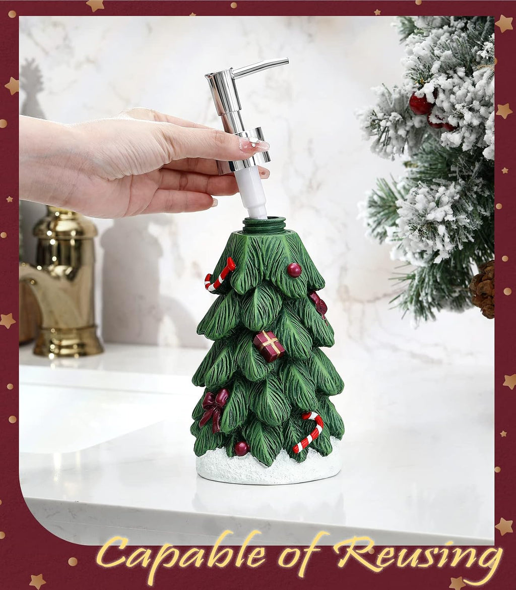 Emibele Christmas Tree Lotion Dispenser, Resin Hand Soap Dispenser Bottle