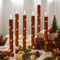 JOIONE Christmas Flameless Taper Candles with Remote，6Pcs Xmas Decor