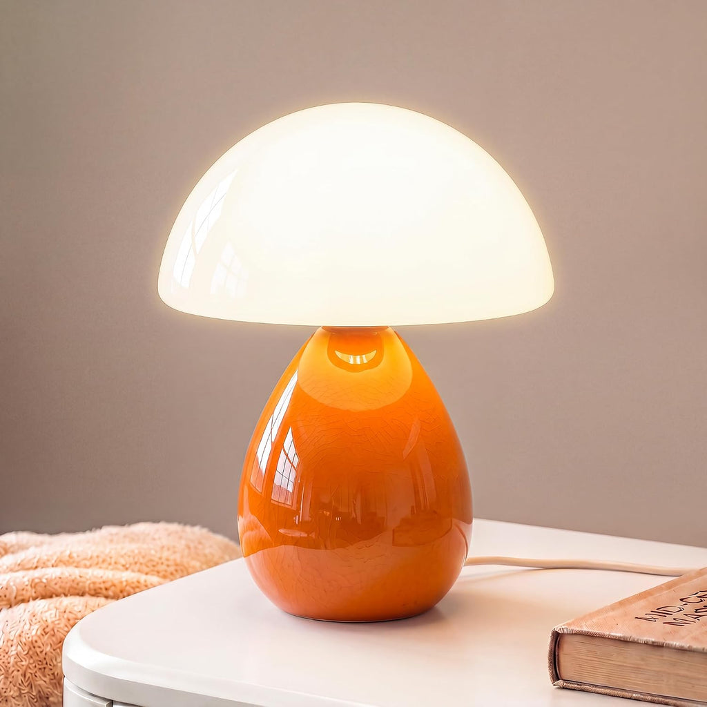 Dawnwake Mushroom Lamp Table Lamp for Bedroom-Small Desk Table Lamps,Orange