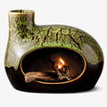 Handcrafted Ceramic Palo Santo Holder – Artistic Incense Burner for Meditation, Mindfulness and Zen Home Decor – Wabi-Sabi Style Cone Sculpture, Gift for Yoga, Relaxation & Aromatherapy (Green)